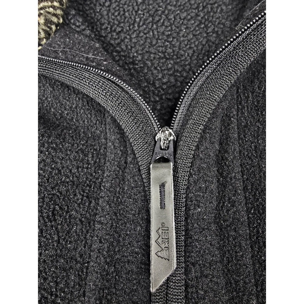 REI Full Zip‎ Fleece Jacket Black Herringbone Collar Women's Size M Polartec - Picture 3 of 9